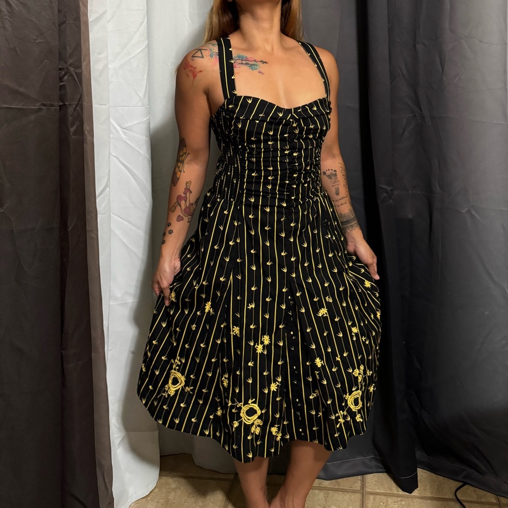 Moulinette Soeurs Black and Yellow Floral Dress